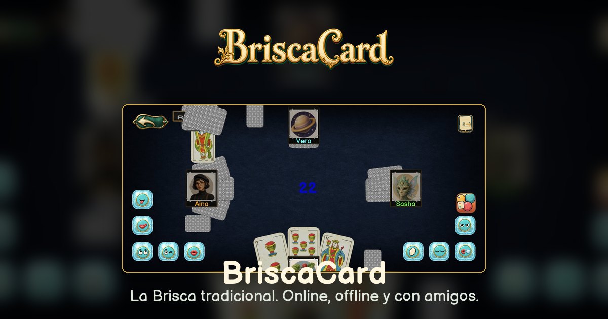 Una partida de BriscaCard para cuatro jugadores