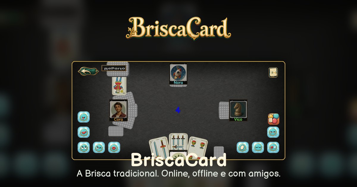 Uma partida de BriscaCard para quatro jogadores