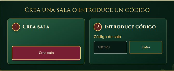 Juego en el navegador: crear una sala o introducir un código de invitación.