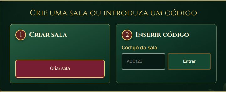 Jogo no navegador: criar uma sala ou introduzir um código de convite.